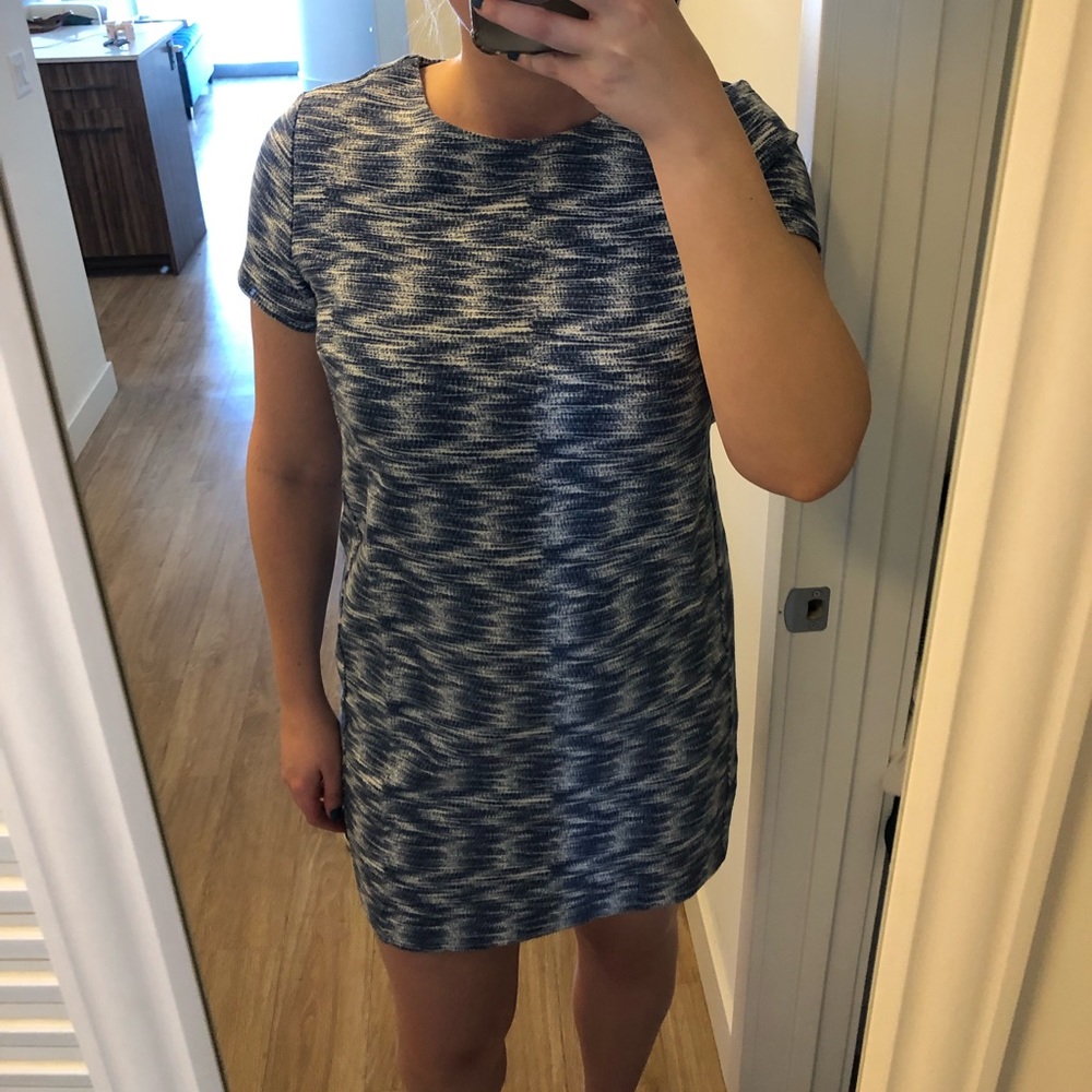 Blue and white work dress
